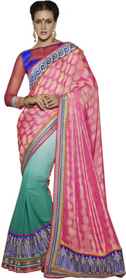 

Desi Butik Self Design Fashion Jacquard Saree(Pink)