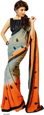 

Dancing Girl Embroidered Bollywood Chiffon Saree(Grey, Orange)