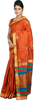

Mimosa Woven Kanjivaram Raw Silk Saree(Orange)