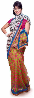 

Vipul Printed Kota Doria Net Saree(White)
