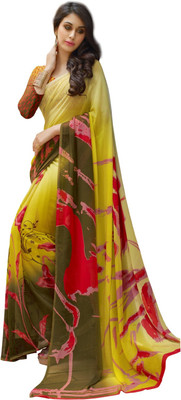 

Parisha Printed Fashion Georgette Saree(Multicolor), Lemon yellow & green