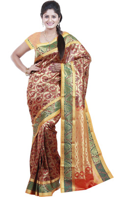 

Mimosa Woven Kanjivaram Art Silk Saree(Maroon)