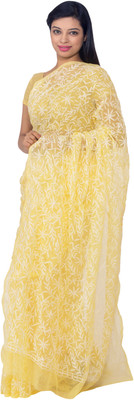 

Knool Self Design Lucknow Chikankari Georgette Saree(Yellow), Lemon