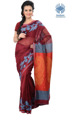 

Tantuja Self Design Tangail Handloom Silk Saree(Brown)