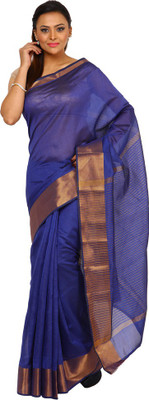 

Kataan Bazaar Woven Banarasi Handloom Art Silk Saree(Dark Blue), Navy blue