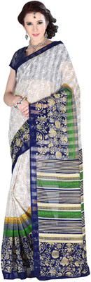 

Khushali Self Design, Printed Fashion Art Silk Saree(White, Multicolor), Blue;green;multi;off-white