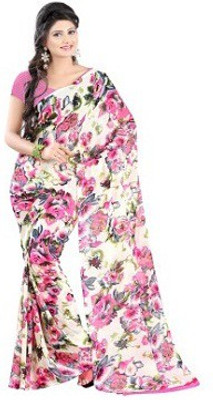 

Dheera Collections Printed Fashion Georgette Saree(White, Pink, Multicolor), Multicolour;pink;white