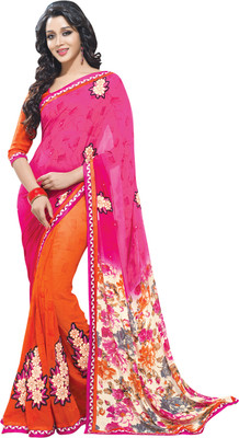 

Saara Floral Print, Self Design Daily Wear Georgette Saree(Orange, Pink)