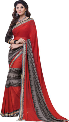 

Khoobee Self Design, Printed Fashion Georgette Saree(Multicolor), Black;grey;red