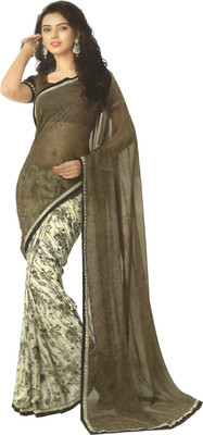 

PSHOPEE Printed Fashion Chiffon Saree(Green)