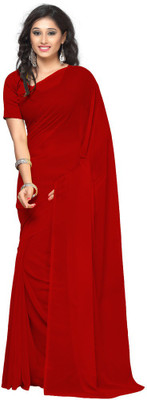 

Surupta Solid Fashion Georgette Saree(Red), Dark maroon red