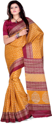 

Cenizas Printed Fashion Art Silk Saree(Yellow)