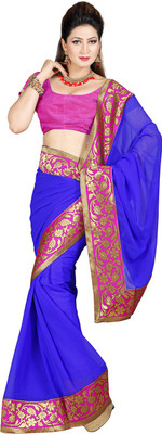 

Ishin Embroidered Fashion Chiffon Saree(Blue)
