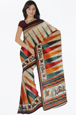 

BPS Printed Bhagalpuri Handloom Printed Silk, Art Silk, Khadi, Silk Cotton Blend Saree(Multicolor), Ypr dn-1112