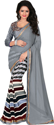 

Khoobee Self Design, Embroidered Fashion Georgette Saree(Grey, Multicolor)