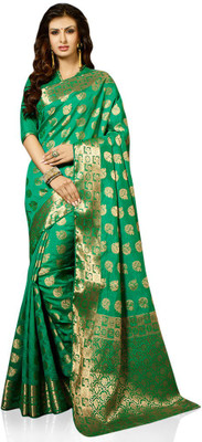 Meghdoot Woven Fashion Tussar Silk Saree(Green), Rama