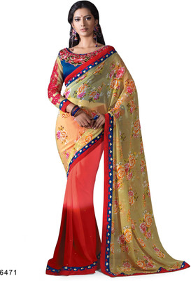 

Ridham Sarees Embroidered Bollywood Georgette Saree(Multicolor)