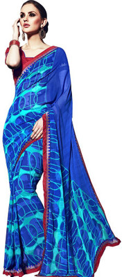 

Desi Butik Printed Fashion Georgette Saree(Blue)