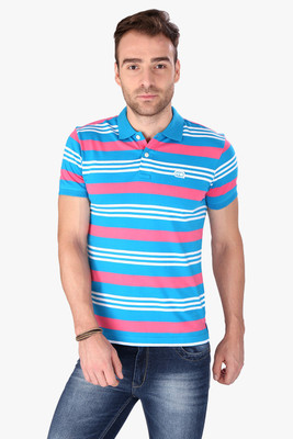 

Ajile by Pantaloons Striped Men's Polo Neck Pink T-Shirt, Neon pink