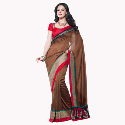 

Vishal Printed Fashion Art Silk Saree(Brown), Chikoo