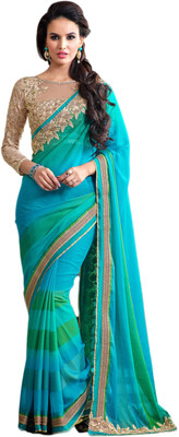 

M.S.Retail Embroidered Bollywood Georgette Saree(Blue)