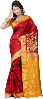 

Anushree Saree Self Design Kasavu Chanderi Saree(Multicolor), Yellow