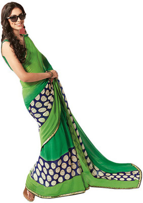 

Party Wear Dresses Printed Fashion Pure Chiffon Saree(Green)