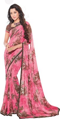 

PSHOPEE Printed Fashion Chiffon Saree(Pink)