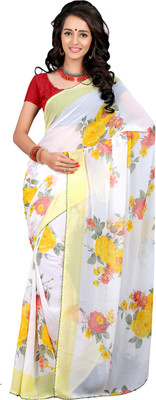 

Jiya Self Design, Printed Fashion Chiffon Saree(White, Multicolor), Multicolor;white