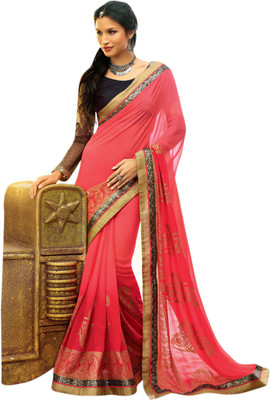 

Vishal Solid Fashion Georgette Saree(Pink)