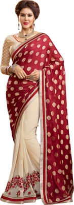 

Khushali Self Design, Embroidered, Embellished Fashion Georgette, Jacquard Saree(Red, Beige), Beige;red
