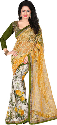 

Khoobee Self Design, Embroidered Fashion Georgette, Jacquard Saree(Yellow, Green, Multicolor), Green;multicolor;yellow