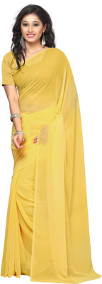 

Surupta Solid Daily Wear Chiffon Saree(Yellow), Lemon yellow