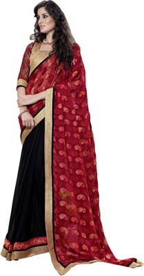 

Lovelylook Embroidered Fashion Georgette Saree(Multicolor), Red & black