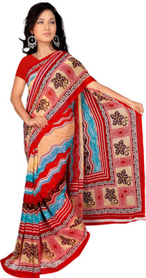 

Khoobee Self Design, Printed Fashion Georgette Saree(Red, Multicolor), Multicolor;red