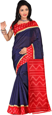 

Manthan Printed Daily Wear Art Silk Saree(Blue, Red), Navy blue & red