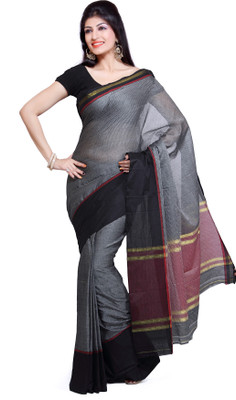 

Ishin Striped Mangalagiri Cotton Saree(Grey)