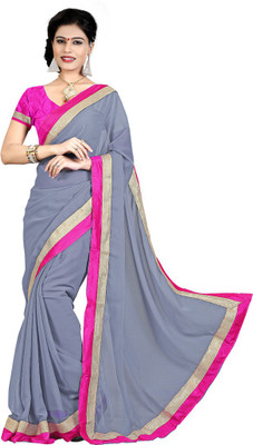 

Indian Wear Online Solid Fashion Chiffon Saree(Grey)