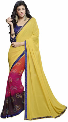 

Shree Vardhman Embroidered Bollywood Georgette Saree(Multicolor), Rani and yellow