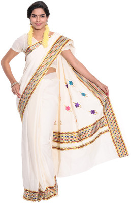 

Darps Self Design Balarampuram Cotton Saree(Multicolor), Cream