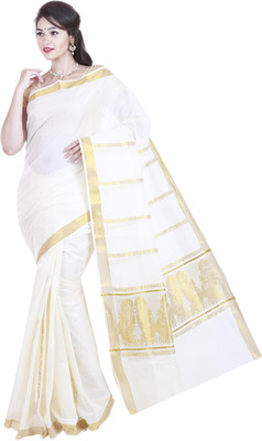 

SriSyndicate Woven Fashion Cotton Saree(Beige), Cream