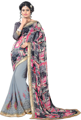 

Khushali Self Design, Embroidered Fashion Georgette Saree(Grey, Multicolor)