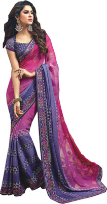 

Vishal Self Design Bollywood Chiffon Saree(Pink, Blue), Blue;pink