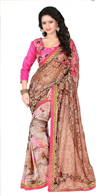 

Khushali Self Design, Embroidered Fashion Georgette, Jacquard Saree(Pink, Multicolor), Multicolor;pink