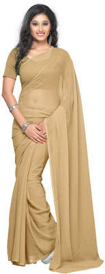 

Surupta Solid Fashion Georgette Saree(Pink), Dark biscuit cream