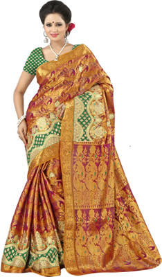 

Mimosa Woven Kanjivaram Handloom Art Silk Saree(Purple), Mejantha