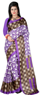 Softdeal Printed Bhagalpuri Printed Silk Saree(Purple)