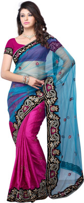 

Four Seasons Self Design, Embroidered Fashion Net, Jacquard Saree(Pink)