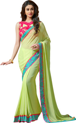 

Brijraj Embellished Fashion Georgette Saree(Green)