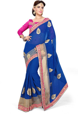 

Sourbh Sarees Embroidered Fashion Georgette, Net Saree(Blue), Royal blue